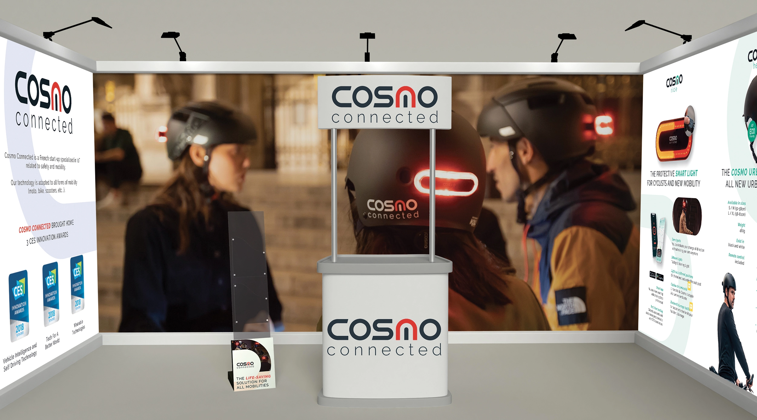 3D d'un exemple de stand lors d'un évènement ou un salon pour Cosmo Connected