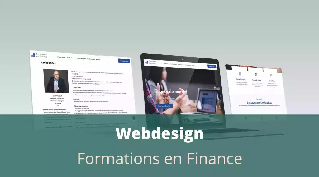 Le site internet de Formation en Finance sur ordinateur fixe, ordinateur portable et portable